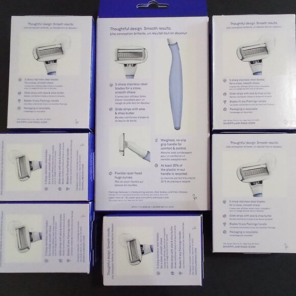 FLAMINGO LILAC RAZOR HANDLE KIT with 2 REFILLS/CARTRIDGES and 36 REFILLS - Picture 2 of 10